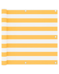 Écran de balcon Blanc et jaune 90x500 cm Tissu Oxford | Mobilier & Déco