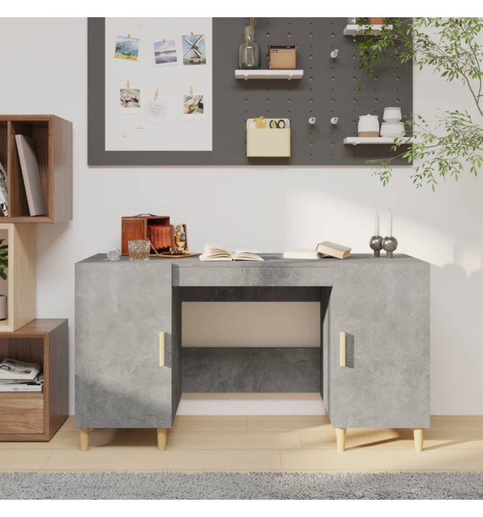 Bureau Gris béton 140x50x75 cm Bois d'ingénierie | Mobilier & Déco