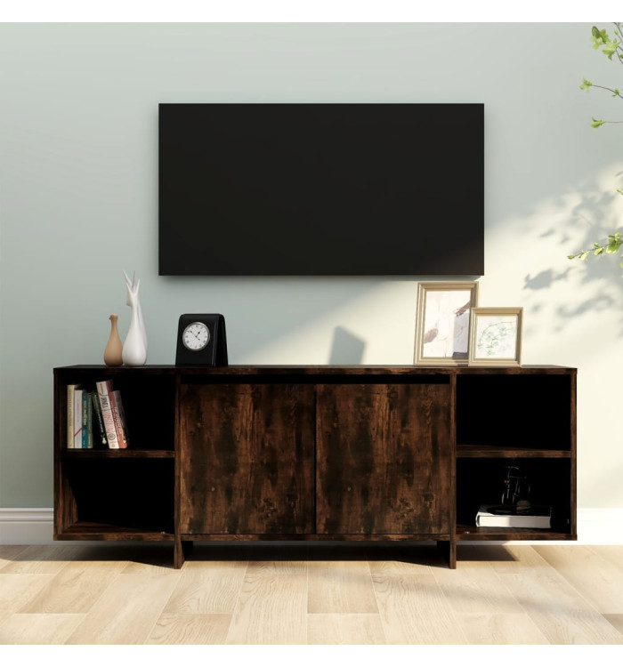 Meuble TV chêne fumé 130x35x50 cm bois d'ingénierie | Mobilier & Déco