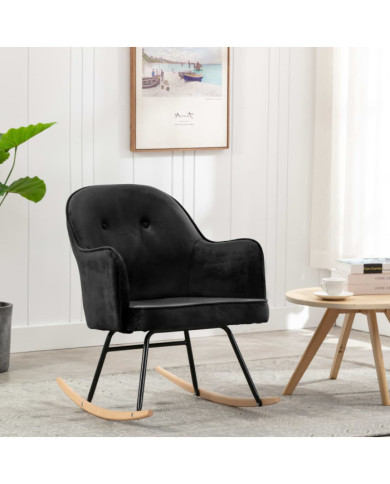Chaise à bascule Noir Velours | Mobilier & Déco