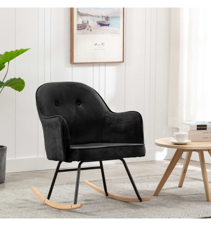 Chaise à bascule Noir Velours | Mobilier & Déco
