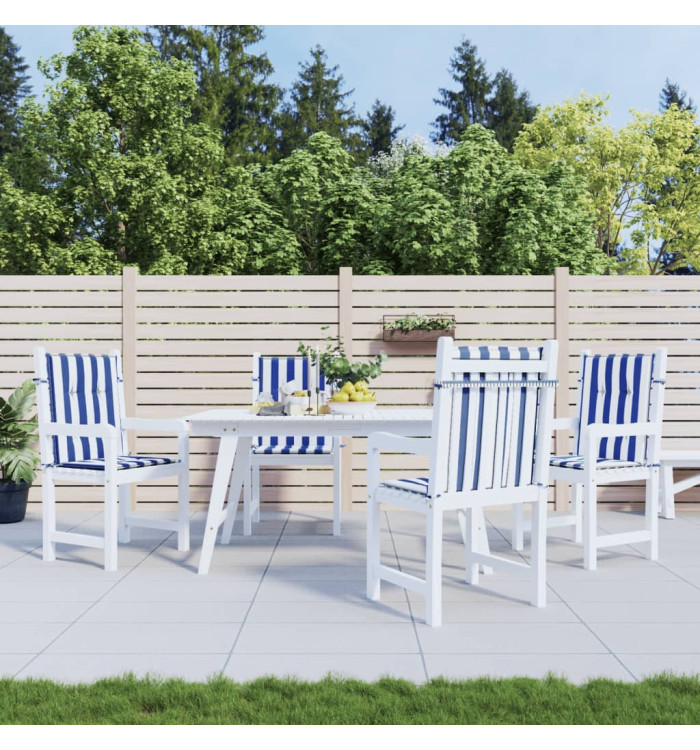 Coussins de chaise à dossier bas lot de 4 rayures bleu et blanc | Mobilier & Déco