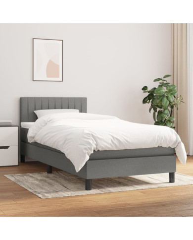 Sommier à lattes de lit avec matelas Gris foncé 100x200cm Tissu | Mobilier & Déco