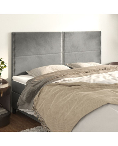 Têtes de lit 4 pcs Gris clair 90x5x78/88 cm Velours | Mobilier & Déco