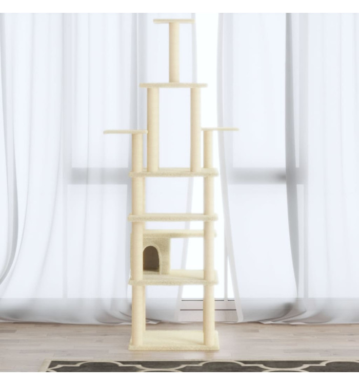 Arbre à chat avec griffoirs en sisal Crème 183 cm | Mobilier & Déco