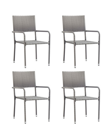 Chaise à dîner de jardin empilable lot de 4 gris résine tressée | Mobilier & Déco