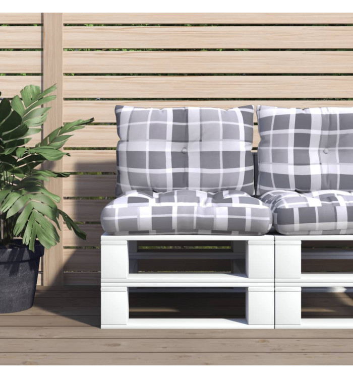 Coussins de palette lot de 2 motif à carreaux gris tissu | Mobilier & Déco