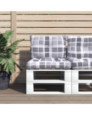 Coussins de palette lot de 2 motif à carreaux gris tissu | Mobilier & Déco