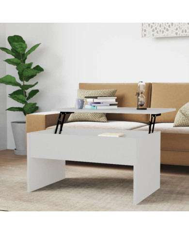 Table basse Blanc 80x50,5x41,5 cm Bois d'ingénierie | Mobilier & Déco
