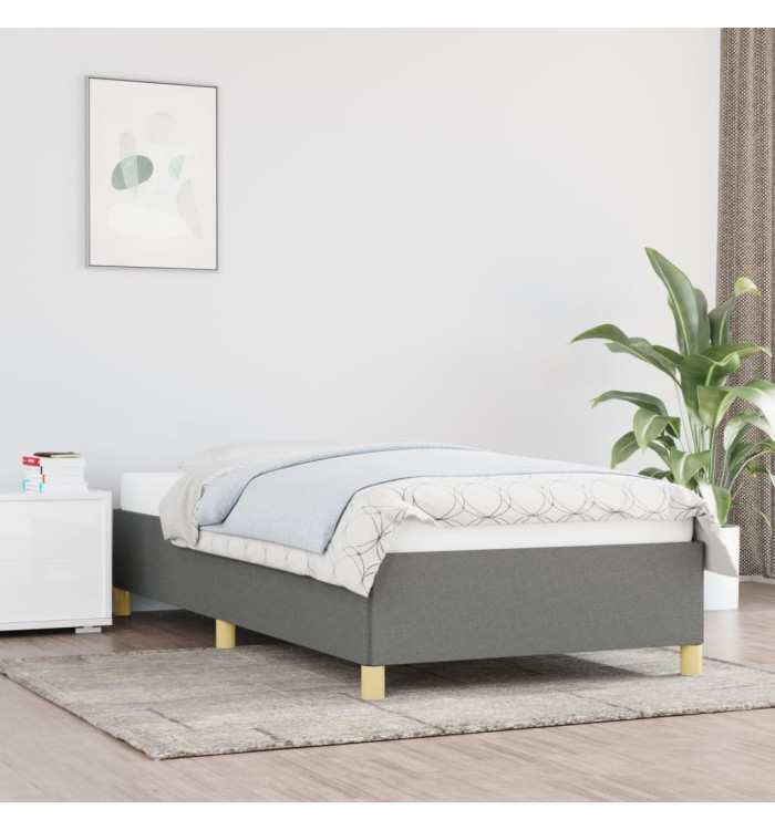 Cadre de lit sans matelas gris foncé 100x200 cm tissu | Mobilier & Déco