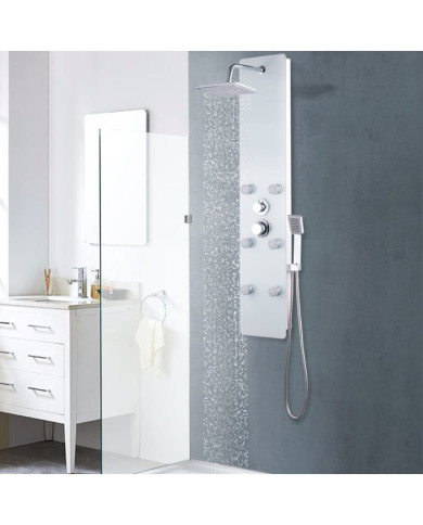 Panneau de douche Verre 25 x 44,6 x 130 cm Blanc | Mobilier & Déco