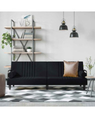 Canapé-lit avec accoudoirs noir velours | Mobilier & Déco