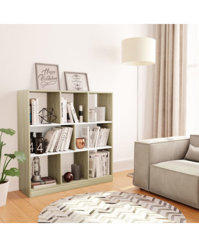 Bibliothèque Blanc et chêne sonoma Bois d'ingénierie | Mobilier & Déco