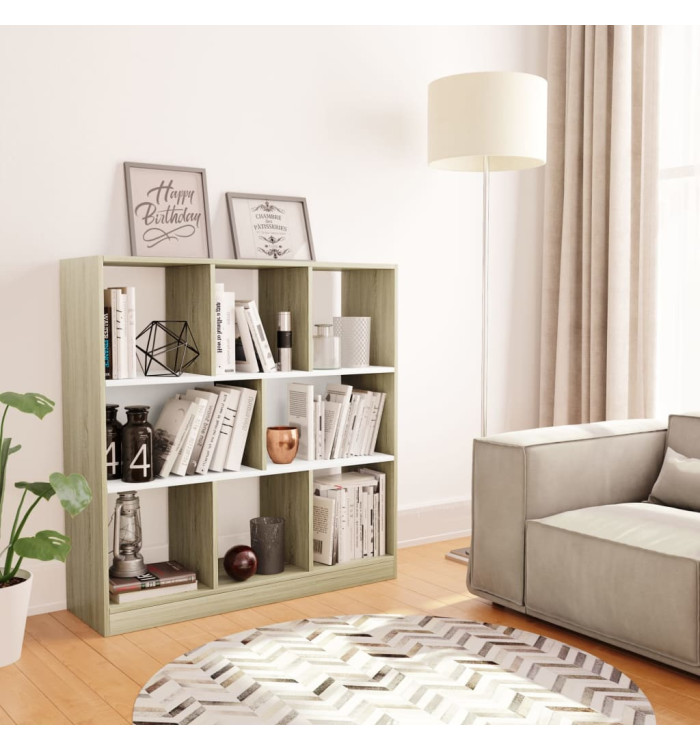 Bibliothèque Blanc et chêne sonoma Bois d'ingénierie | Mobilier & Déco