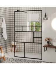Paroi de douche à verre ESG transparent 100x195 cm Noir | Mobilier & Déco