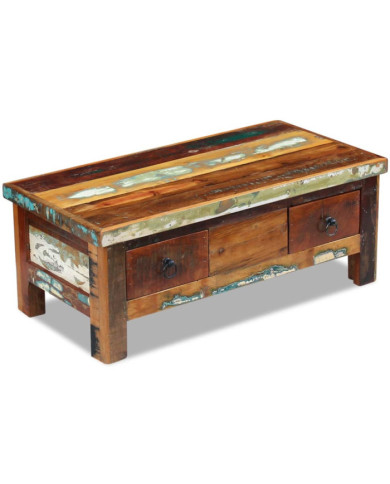 Table basse à tiroirs Bois de récupération 90x45x35 cm | Mobilier & Déco