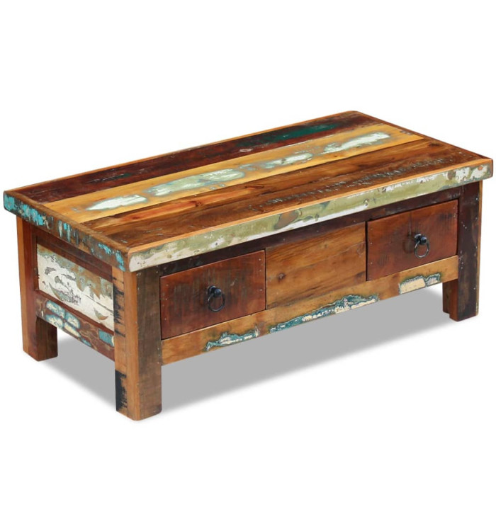 Table basse à tiroirs Bois de récupération 90x45x35 cm | Mobilier & Déco