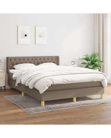 Sommier à lattes de lit avec matelas Taupe 140x190 cm Tissu | Mobilier & Déco
