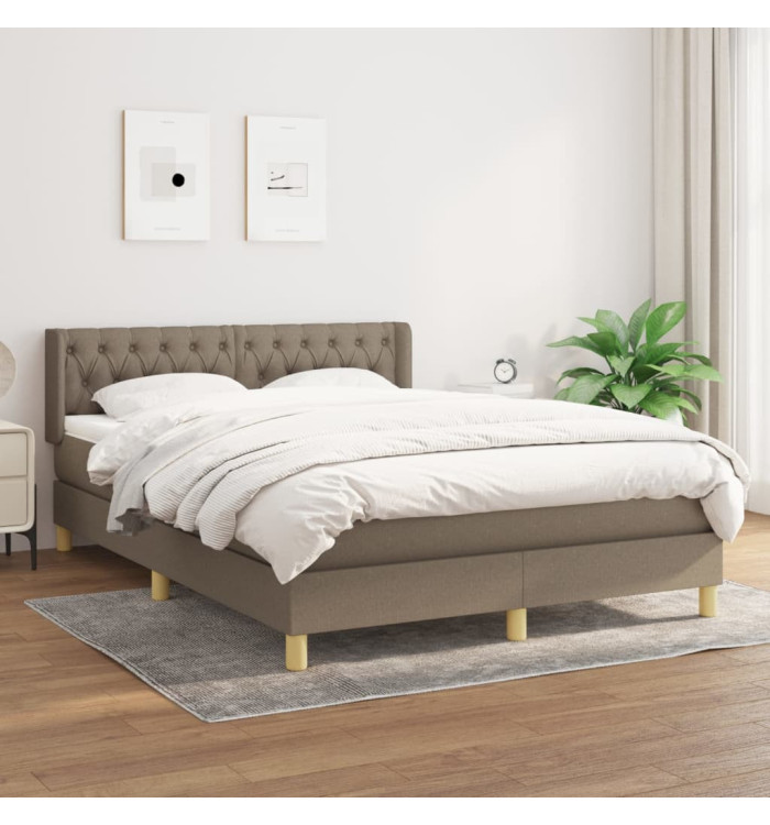 Sommier à lattes de lit avec matelas Taupe 140x190 cm Tissu | Mobilier & Déco