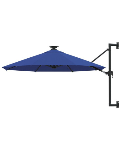 Parasol mural de jardin avec LED 300 cm bleu | Mobilier & Déco