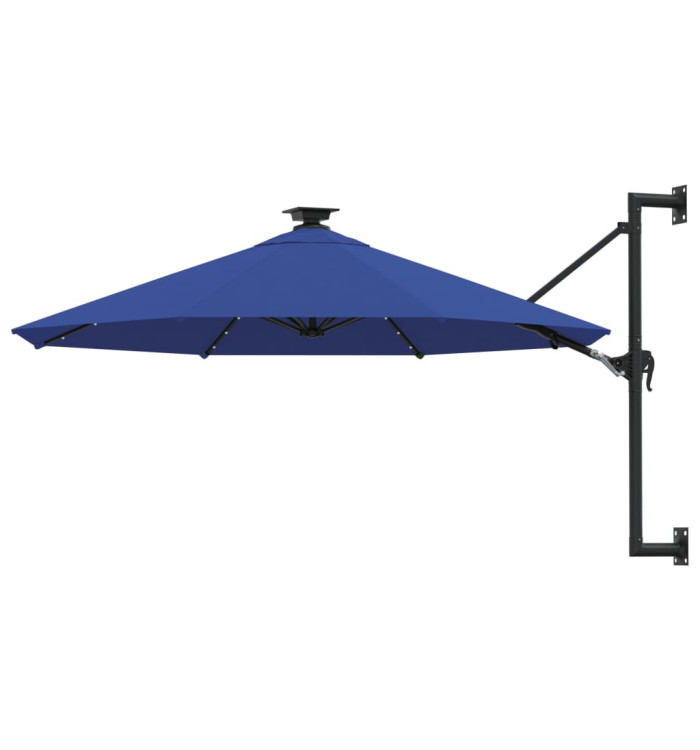 Parasol mural de jardin avec LED 300 cm bleu | Mobilier & Déco