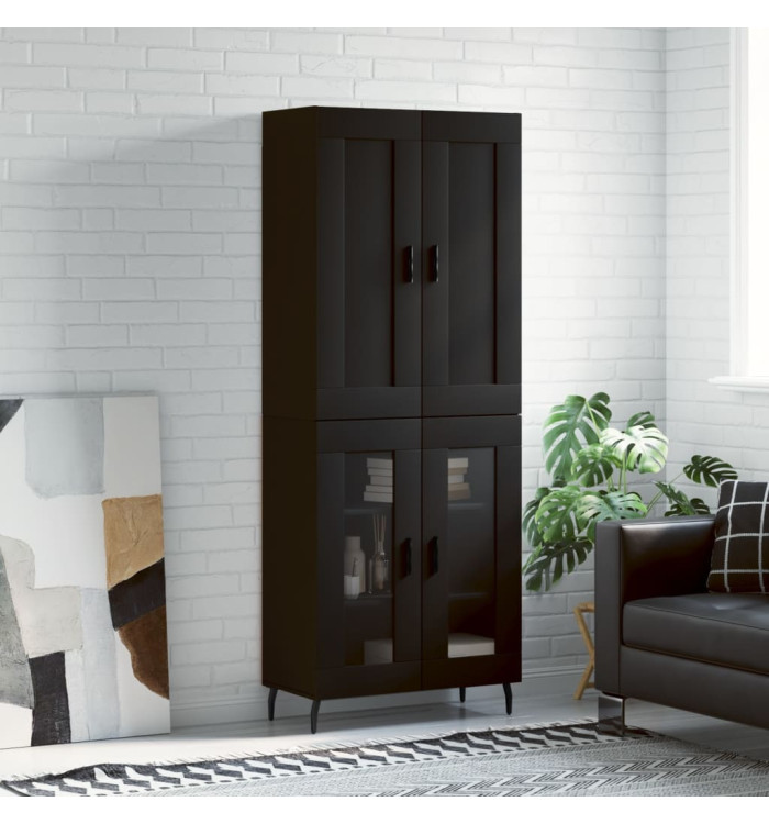 Buffet haut Noir 69,5x34x180 cm Bois d'ingénierie | Mobilier & Déco