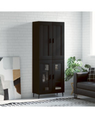 Buffet haut Noir 69,5x34x180 cm Bois d'ingénierie | Mobilier & Déco