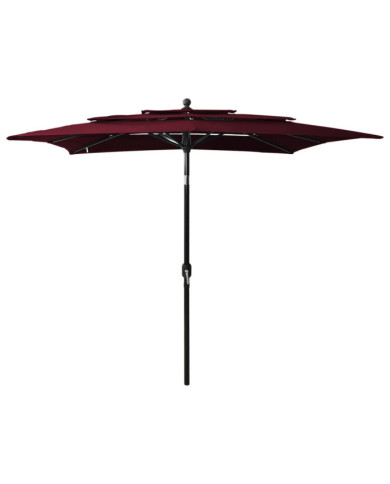 Parasol de jardin à 3 niveaux mât en aluminium rouge bordeaux | Mobilier & Déco