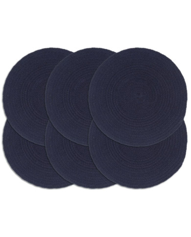 Napperons 6 pcs Bleu marine Plain 38 cm Rond Coton | Mobilier & Déco