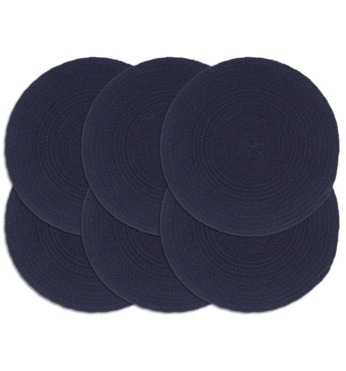 Napperons 6 pcs Bleu marine Plain 38 cm Rond Coton | Mobilier & Déco