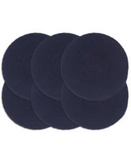 Napperons 6 pcs Bleu marine Plain 38 cm Rond Coton | Mobilier & Déco