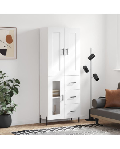 Buffet haut Blanc 69,5x34x180 cm Bois d'ingénierie | Mobilier & Déco