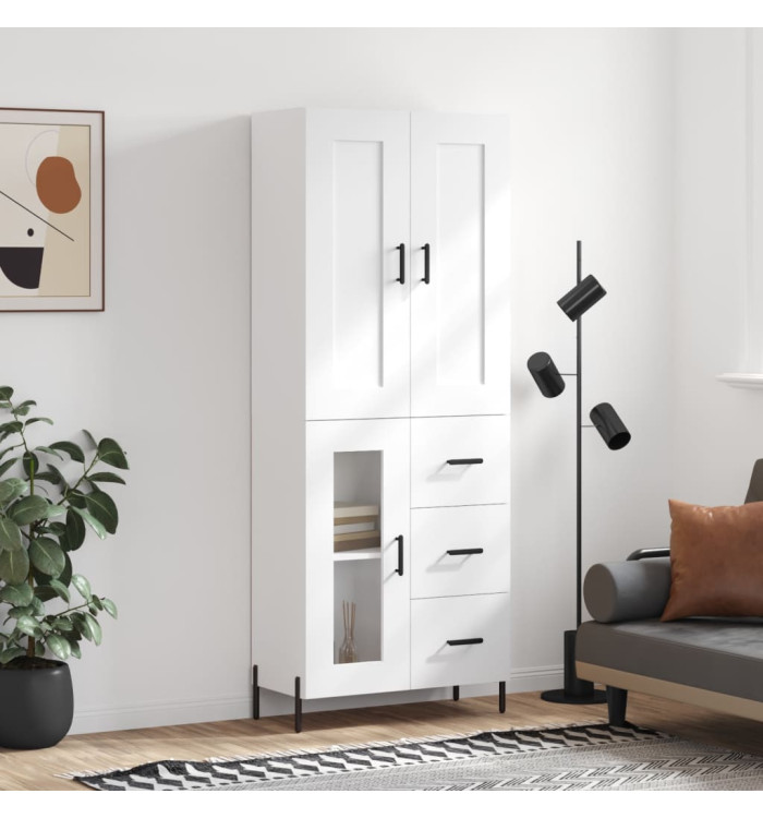 Buffet haut Blanc 69,5x34x180 cm Bois d'ingénierie | Mobilier & Déco