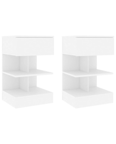 Tables de chevet 2 pcs Blanc 40x35x65 cm Bois d’ingénierie | Mobilier & Déco