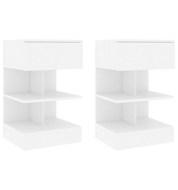 Tables de chevet 2 pcs Blanc 40x35x65 cm Bois d’ingénierie | Mobilier & Déco