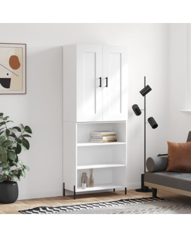 Buffet haut Blanc 69,5x34x180 cm Bois d'ingénierie | Mobilier & Déco