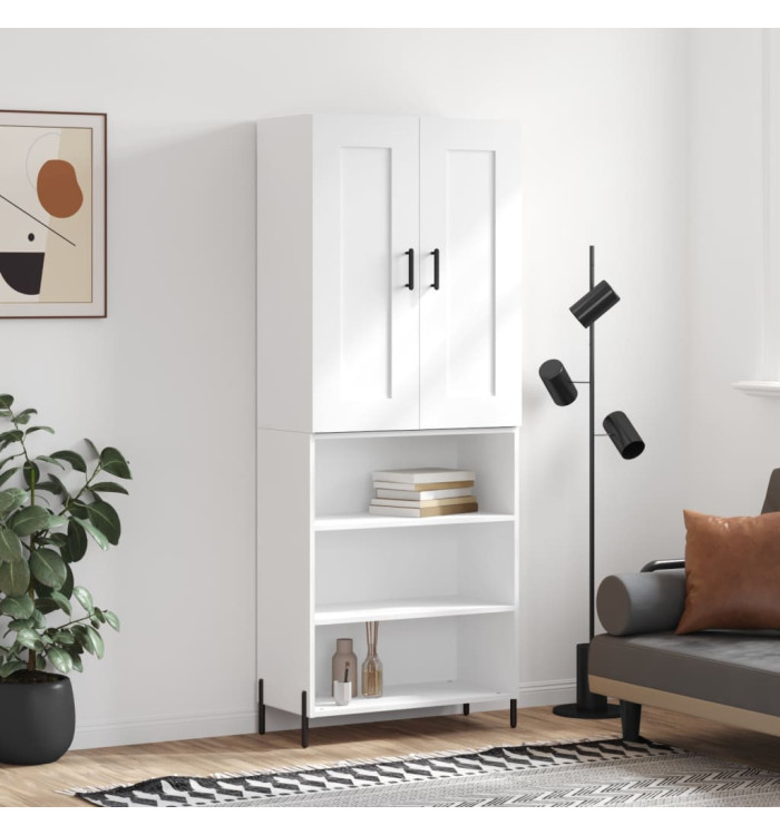 Buffet haut Blanc 69,5x34x180 cm Bois d'ingénierie | Mobilier & Déco