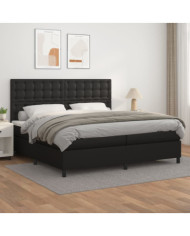 Sommier à lattes de lit avec matelas Noir 200x200 cm Similicuir | Mobilier & Déco