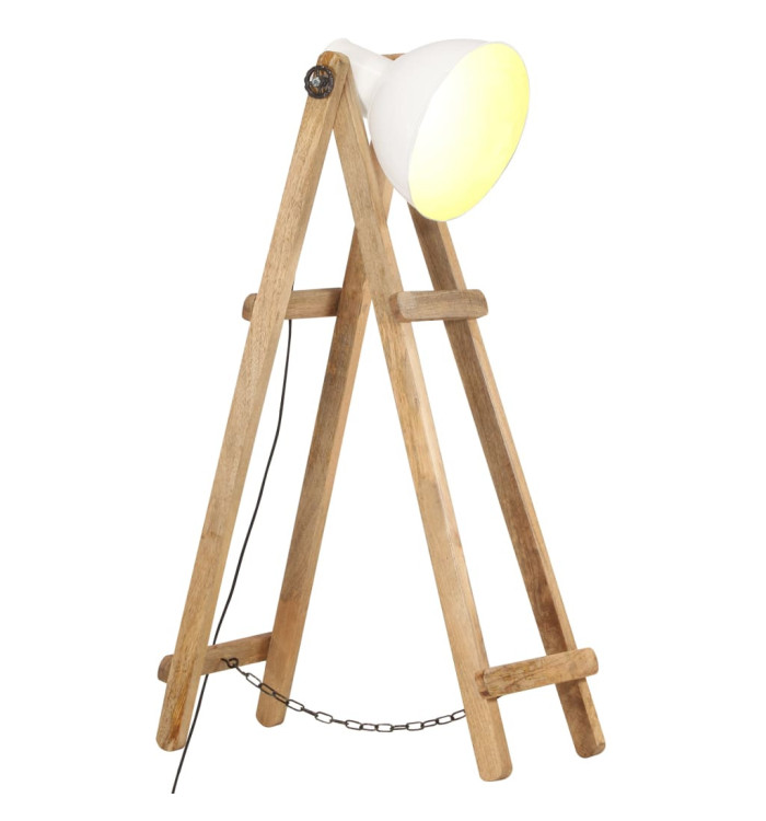 Lampadaire Blanc E27 Bois de manguier massif | Mobilier & Déco