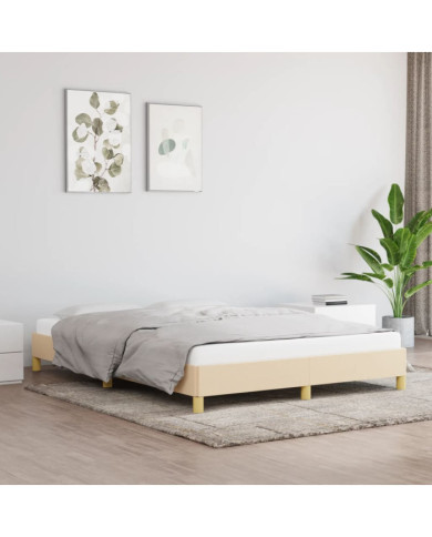 Cadre de lit sans matelas crème 140x190 cm tissu | Mobilier & Déco