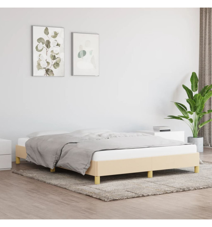 Cadre de lit sans matelas crème 140x190 cm tissu | Mobilier & Déco
