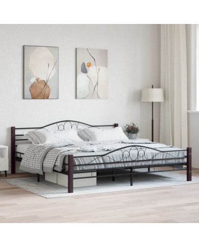 Cadre de lit sans matelas noir métal 180x200 cm | Mobilier & Déco