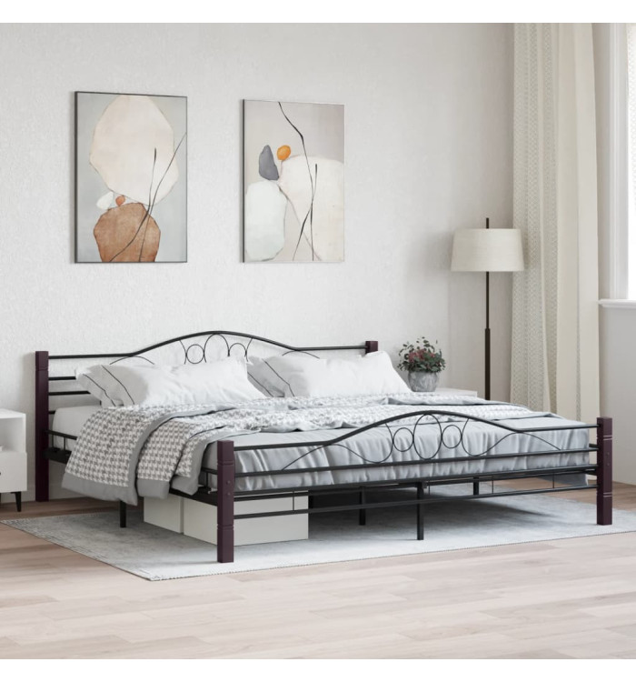 Cadre de lit sans matelas noir métal 180x200 cm | Mobilier & Déco