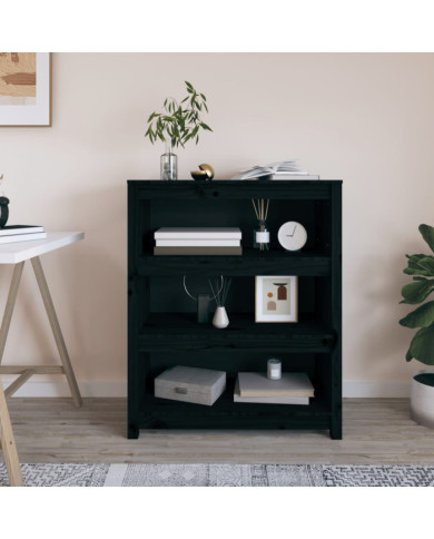 Bibliothèque Noir 80x35x97 cm Bois de pin massif | Mobilier & Déco