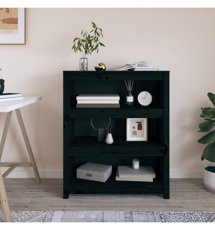 Bibliothèque Noir 80x35x97 cm Bois de pin massif | Mobilier & Déco