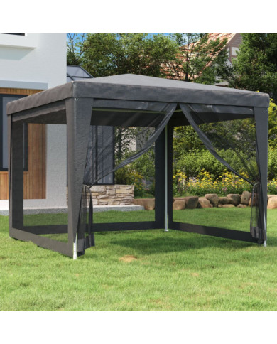 Tente de fête avec 4 parois latérales en maille Anthracite 3x3m | Mobilier & Déco