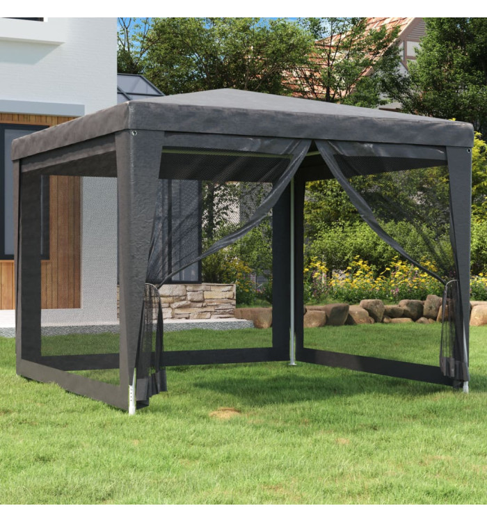 Tente de fête avec 4 parois latérales en maille Anthracite 3x3m | Mobilier & Déco