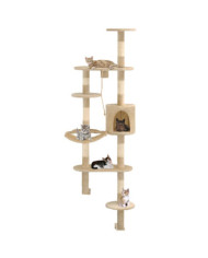 Arbre à chat avec griffoirs en sisal Montage mural 194 cm Beige | Mobilier & Déco