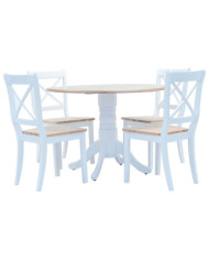 Ensemble de salle à manger 5 pcs Bois d'hévéa Blanc et marron | Mobilier & Déco