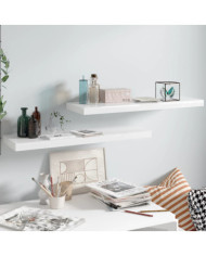 Étagère murale flottante 2 pcs Blanc brillant 80x23,5x3,8cm MDF | Mobilier & Déco